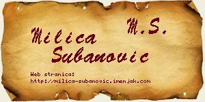 Milica Subanović vizit kartica
